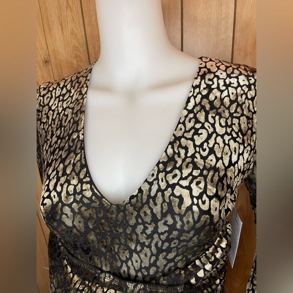 Guess Bodysuit Top Womens V-neck Leopard Print Velvet Sz XS Y2K 90s - Picture 2 of 13